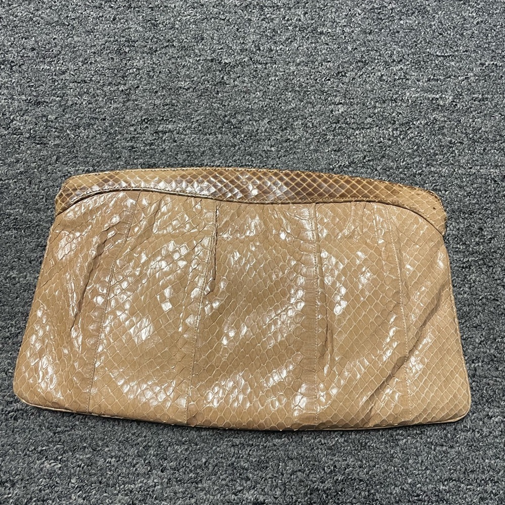 Vintage Morris & Moskowitz Snake Skin Tan Clutch
